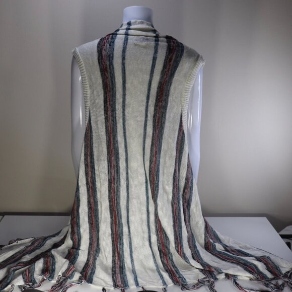 Torrid Striped Aztec Boho Open Front Fringe Sweater Vest, 1X - Picture 2 of 13